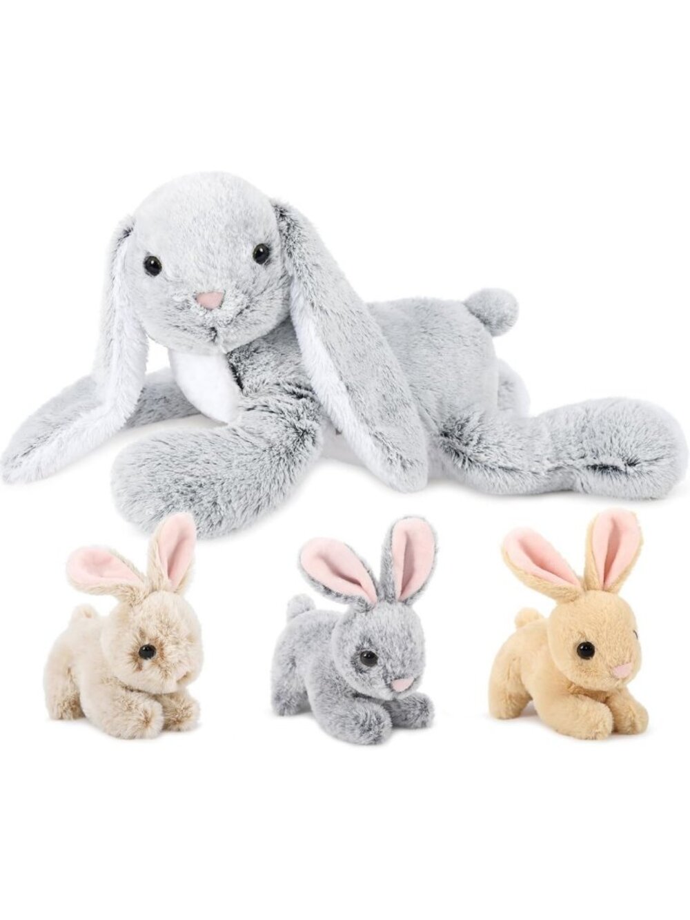 24-Inch Plush Bunny Stuffed Animal with 3 Adorable Baby Bunnies Inside